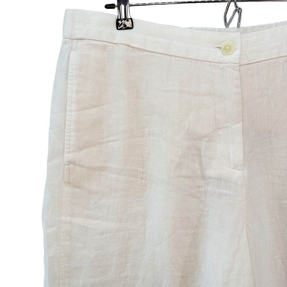 J. JILL 100% Linen Wide Leg High Rise‎ Trouser Pants NWT • XL • white